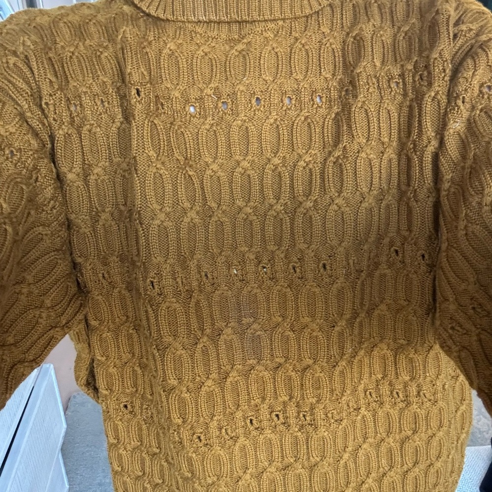 Victoria Beckham Wool Turtleneck Long Sleeve Top Womens Sz L cable Knit Design